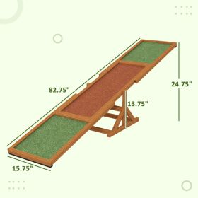 Wooden Dog Agility Seesaw For Training And Exercise, Weather Resistant, 83 L X 16 W X 14 H, Orange (Option: Orange)